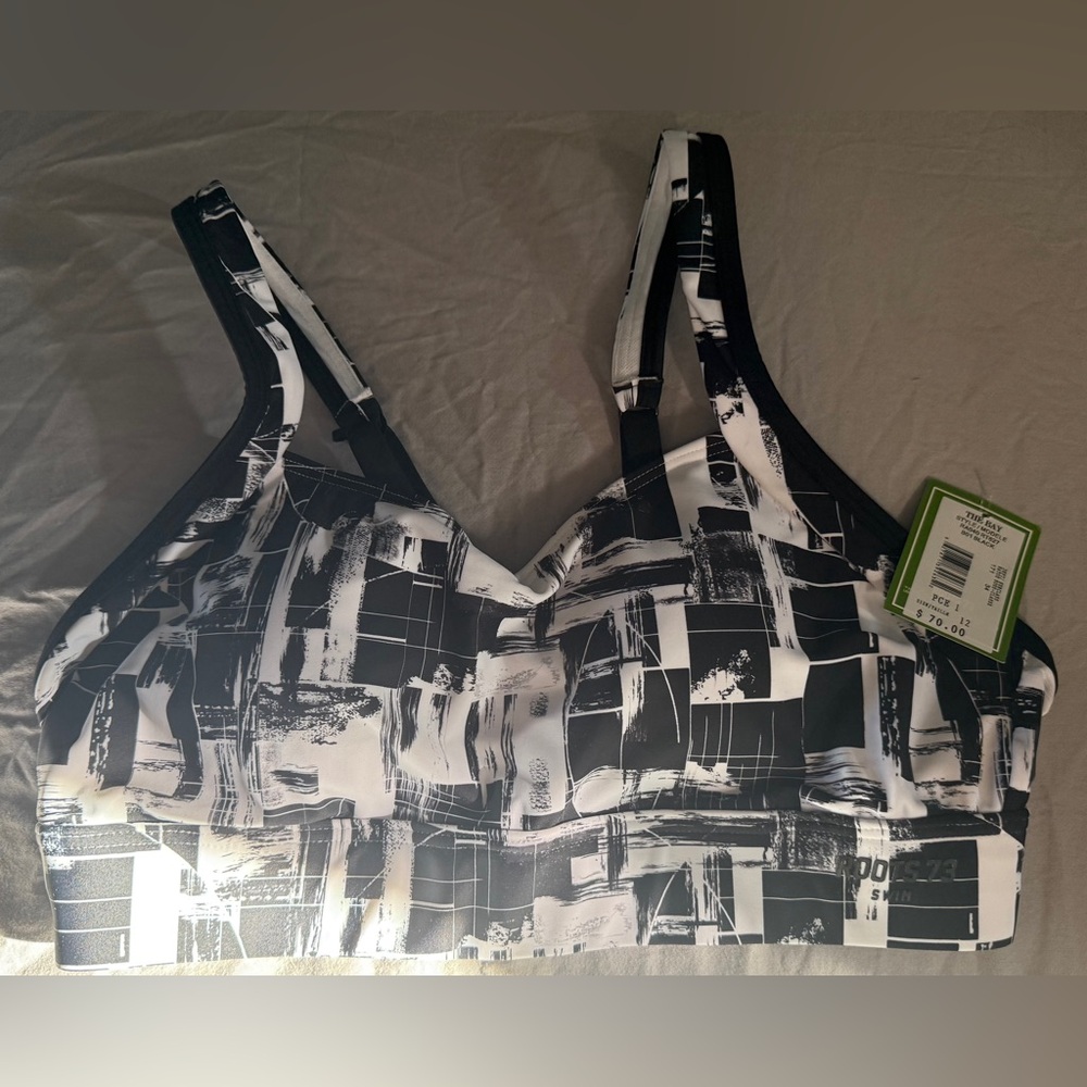 Nwt Roots size 12 Abstract Women's Sports bikini top